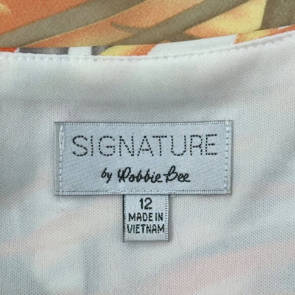 Signature By Robbie Bee Vtg Tropical Print Sleeveless Ruffle Midi Dress Size 12 - Picture 3 of 13